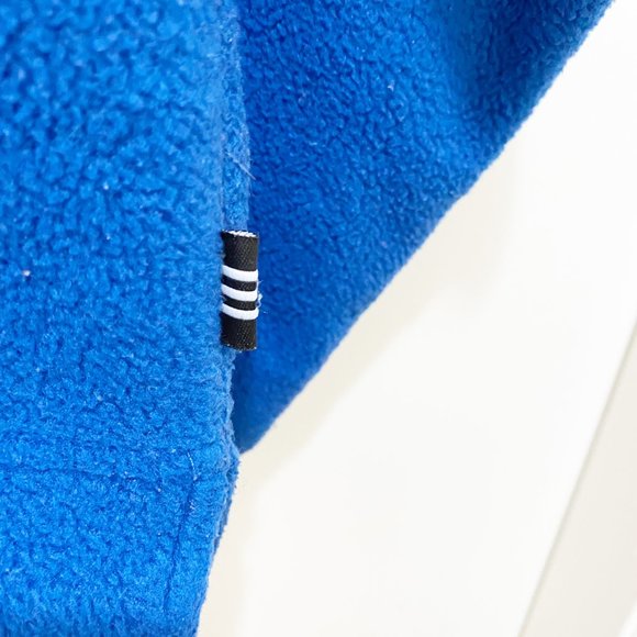 Adidas Raglan High-Low Fleece V-Neck Long Sleeve Pullover Sweater Medium Blue - Picture 7 of 7